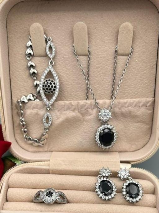 silver black jewellery set